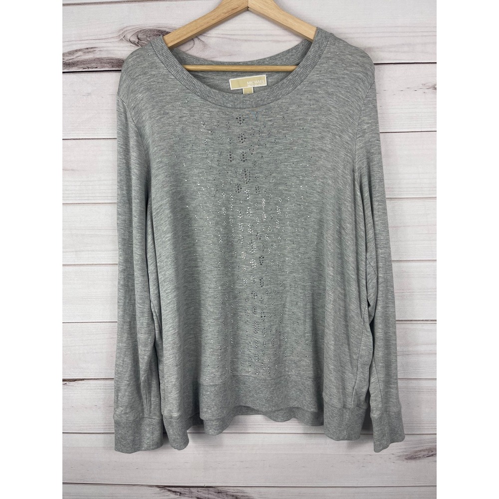 Michael Michael Kors Gray Sweater Rhinestone Embellished Size XL